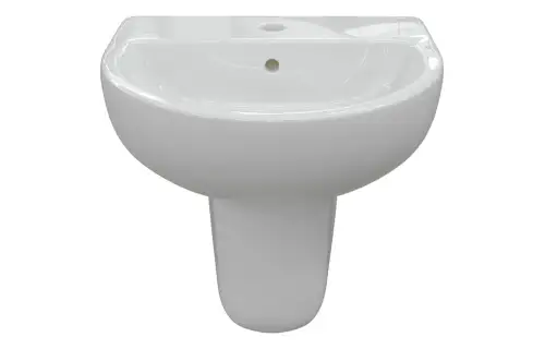 Click Here To Enlarge This Photo Of Ouse 550mm x 400mm 1 Tap Hole Basin & Semi Pedestal - White