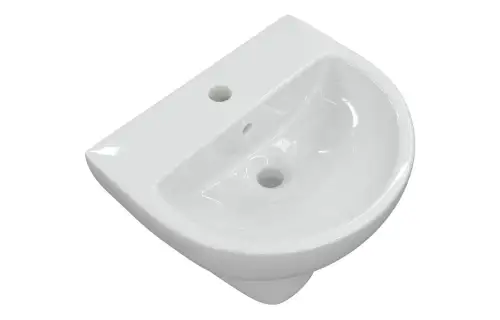 Click Here To Enlarge This Photo Of Ouse 550mm x 400mm 1 Tap Hole Basin & Semi Pedestal - White