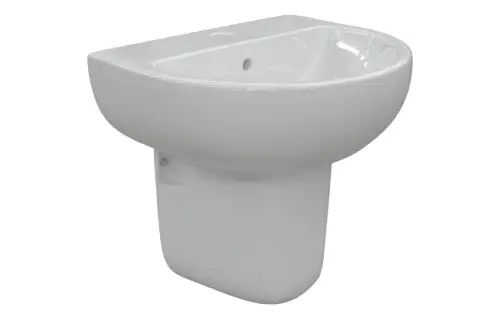 Click Here To Enlarge This Photo Of Ouse 550mm x 400mm 1 Tap Hole Basin & Semi Pedestal - White