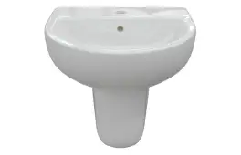 Ouse 550mm x 400mm 1 Tap Hole Basin & Semi Pedestal - White
