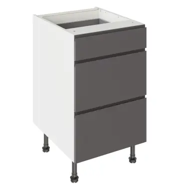 Click Here To Enlarge This Photo Of Kitchen Kit J-Pull Flatpack 500 3 Drawer Base Kitchen Cabinet Gloss Graphite with Urban Oak Cabinet - FKUJ0441