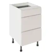 Kitchen Kit J-Pull Flatpack 500 3 Drawer Base Kitchen Cabinet Matt Light Grey with Urban Oak Cabinet - FKUJ0741