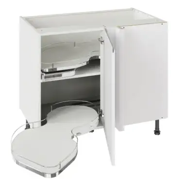 Click Here To Enlarge This Photo Of Kitchen Kit J-Pull Flatpack 1000 Base Kitchen Cabinet With Dual-Handed Nuvola Blind Corner Matt White with Urban Oak Cabinet - FKUJ0565