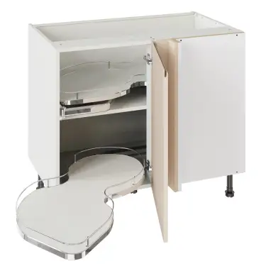 Click Here To Enlarge This Photo Of Kitchen Kit J-Pull Flatpack 1000 Base Kitchen Cabinet With Dual-Handed Nuvola Blind Corner Matt Cashmere with Urban Oak Cabinet - FKUJ0665