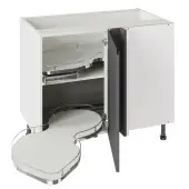 Kitchen Kit J-Pull Flatpack 1000 Base Kitchen Cabinet With Dual-Handed Nuvola Blind Corner Gloss Graphite with Urban Oak Cabinet - FKUJ0465