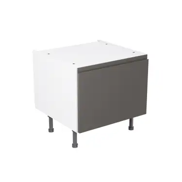 Click Here To Enlarge This Photo Of Kitchen Kit J-Pull Flatpack 600 Belfast Sink Base Kitchen Cabinet Gloss Graphite with Urban Oak Cabinet - FKUJ0470