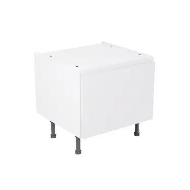 Click Here To Enlarge This Photo Of Kitchen Kit J-Pull Flatpack 600 Belfast Sink Base Kitchen Cabinet Matt White with Urban Oak Cabinet - FKUJ0570