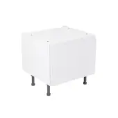Kitchen Kit J-Pull Flatpack 600 Belfast Sink Base Kitchen Cabinet Matt White with Urban Oak Cabinet - FKUJ0570