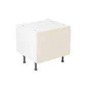 Kitchen Kit J-Pull Flatpack 600 Belfast Sink Base Kitchen Cabinet Matt Cashmere with Urban Oak Cabinet - FKUJ0670