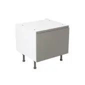 Kitchen Kit J-Pull Flatpack 600 Belfast Sink Base Kitchen Cabinet Matt Dust Grey with Urban Oak Cabinet - FKUJ0870