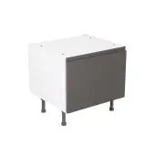Kitchen Kit J-Pull Flatpack 600 Belfast Sink Base Kitchen Cabinet Matt Graphite with Urban Oak Cabinet - FKUJ0970