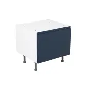 Kitchen Kit J-Pull Flatpack 600 Belfast Sink Base Kitchen Cabinet Matt Indigo Blue with Urban Oak Cabinet - FKUJ1370