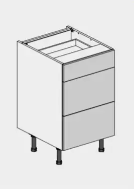 Click Here To Enlarge This Photo Of Kitchen Kit Slab Flatpack 500 3 Drawer Base Kitchen Cabinet Gloss Cashmere with Urban Oak Cabinet - FKUO3141