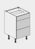 Kitchen Kit Slab Flatpack 500 3 Drawer Base Kitchen Cabinet Gloss Light Grey with Urban Oak Cabinet - FKUO3241