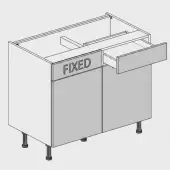 Kitchen Kit Slab Flatpack 1000 RH Drawerline Base Kitchen Cabinet Gloss Light Grey with Urban Oak Cabinet - FKUO3280