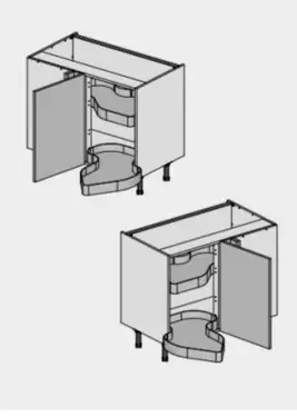 Click Here To Enlarge This Photo Of Kitchen Kit Slab Flatpack 1000 Base Kitchen Cabinet With Dual-Handed Nuvola Blind Corner Matt Aquamarine with Urban Oak Cabinet - FKUO3765