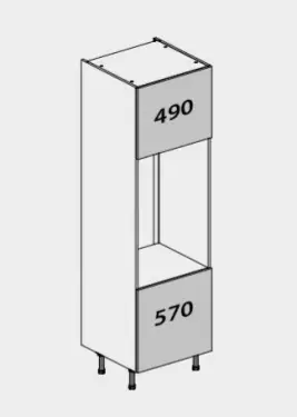 Click Here To Enlarge This Photo Of Kitchen Kit Slab Flatpack 600 Double Oven Housing Matt Light Grey with Urban Oak Cabinet - FKUO3521