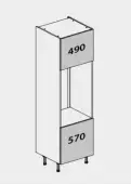 Kitchen Kit Slab Flatpack 600 Double Oven Housing Matt Light Grey with Urban Oak Cabinet - FKUO3521
