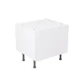 Kitchen Kit Slab Standard Flatpack 600 Belfast Sink Base Kitchen Cabinet Standard MFC Snow White with Urban Oak Cabinet - FKUV4070