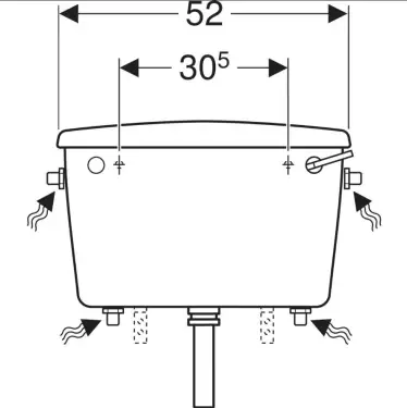 Click Here To Enlarge This Photo Of Twyford Classic S Trap Pan&comma; 6L Exposed Lever Cistern Single Flush Side Entry With Flush Pipe&period;