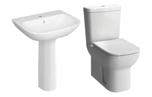 Click Here To Enlarge This Photo Of VitrA S20 Bathroom Suite with Fully Shrouded WC&comma; Soft Close Seat & 500mm Basin - White