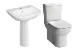 VitrA S20 Bathroom Suite with Fully Shrouded WC&comma; Soft Close Seat & 500mm Basin - White