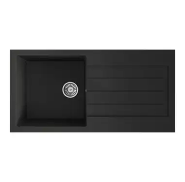 Click Here To Enlarge This Photo Of Ceki Black Comite Single Bowl Kitchen Inset Sink and Drainer 1000 x 500mm Left or Right Handed