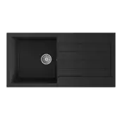 Ceki Black Comite Single Bowl Kitchen Inset Sink and Drainer 1000 x 500mm Left or Right Handed